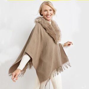 NWT-Talbots Wrap with Detachable Faux Fur Collar